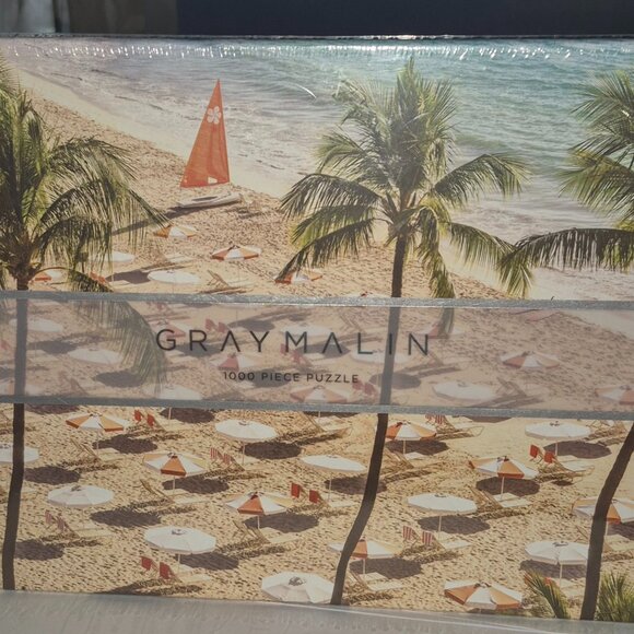 Gray Malin The Beach Club 1000 Piece Jigsaw Puzzle Palm Trees Boat Sand NEW!! - Picture 1 of 1